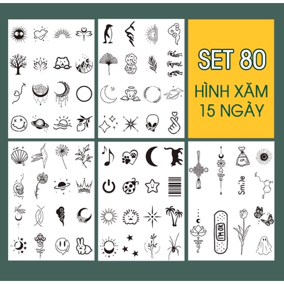Set 80 Hình Xăm Mini, Hình Xăm 15 Ngày Siêu Chống Nước y chang xăm thật