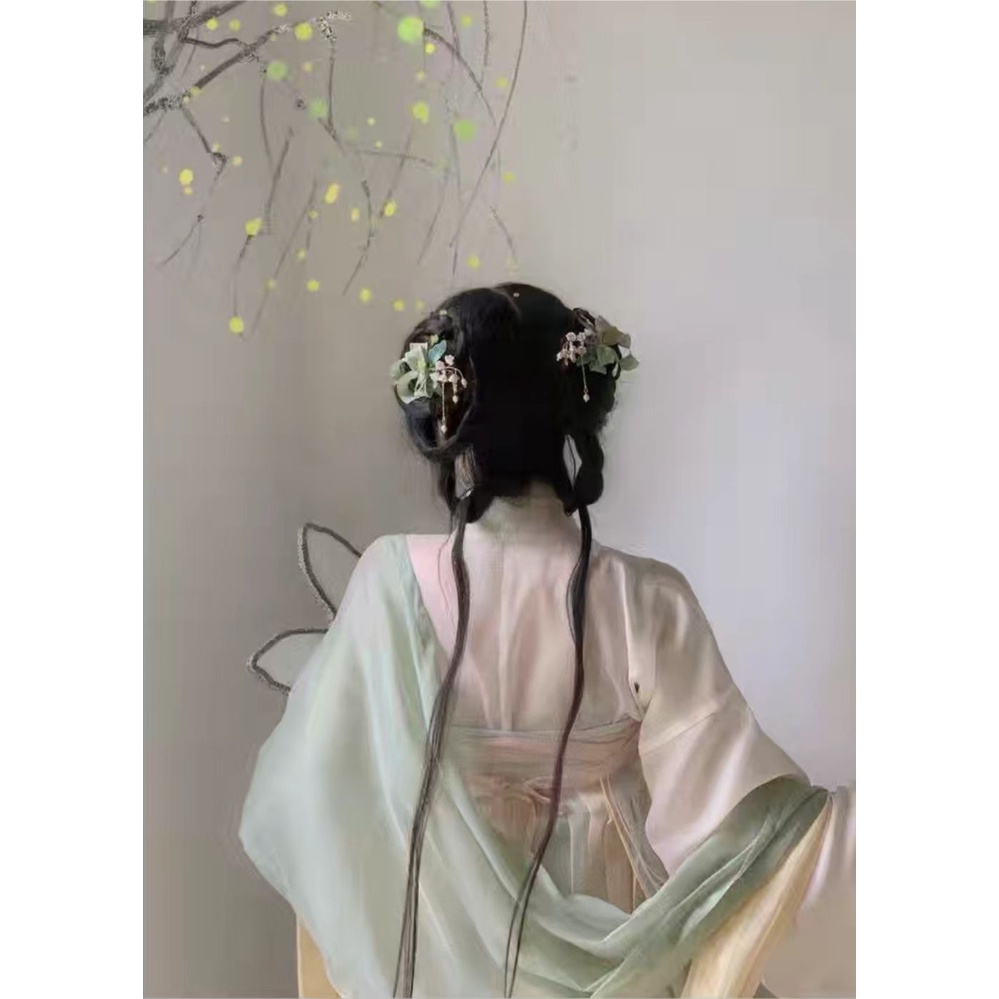 Trâm Cài Tóc Hình Nơ Màu Xanh Lá Phong Cách mori Cổ Điển