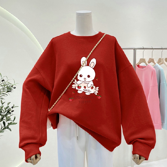 NRVP Áo Khoác Thể Thao Tay Dài Dáng Rộng In Hình Thỏ Năm Mới 2023 Phong Cách Trung Hoa Hàn Quốc Cho Nữ