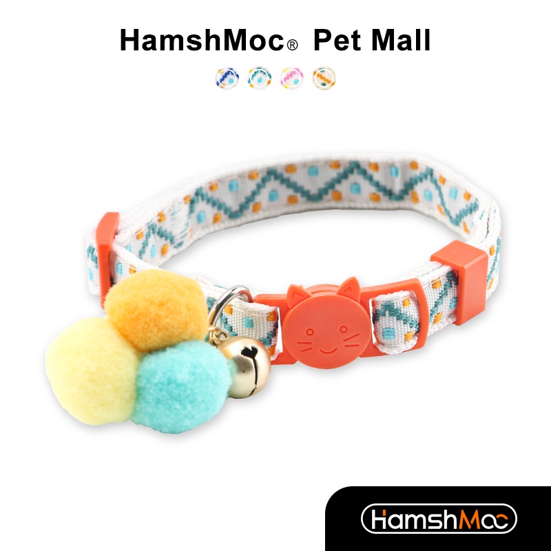 HamshMoc Vòng Cổ Nhẹ Mềm Mại Thoải Mái Bền Bỉ Có Chuông Và Bóng Lông Cho Thú Cưng