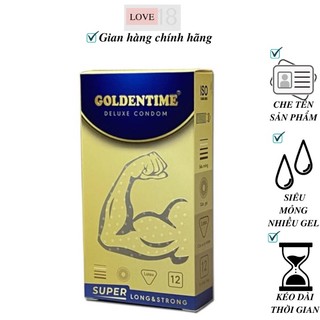 Bao Cao Su gân gai siêu mỏng Goldentime Super Long & Strong hộp 12 chiếc