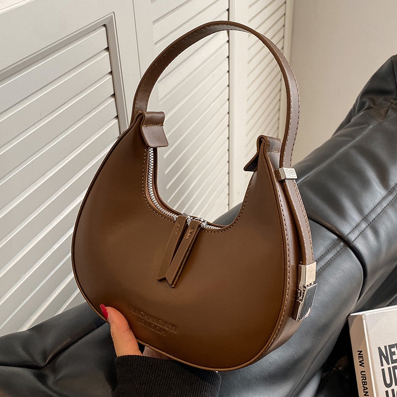 Túi Xách JASMIN NOIR Da PU Đeo Chéo Hình Bán Nguyệt Đơn Giản Cho Nữ