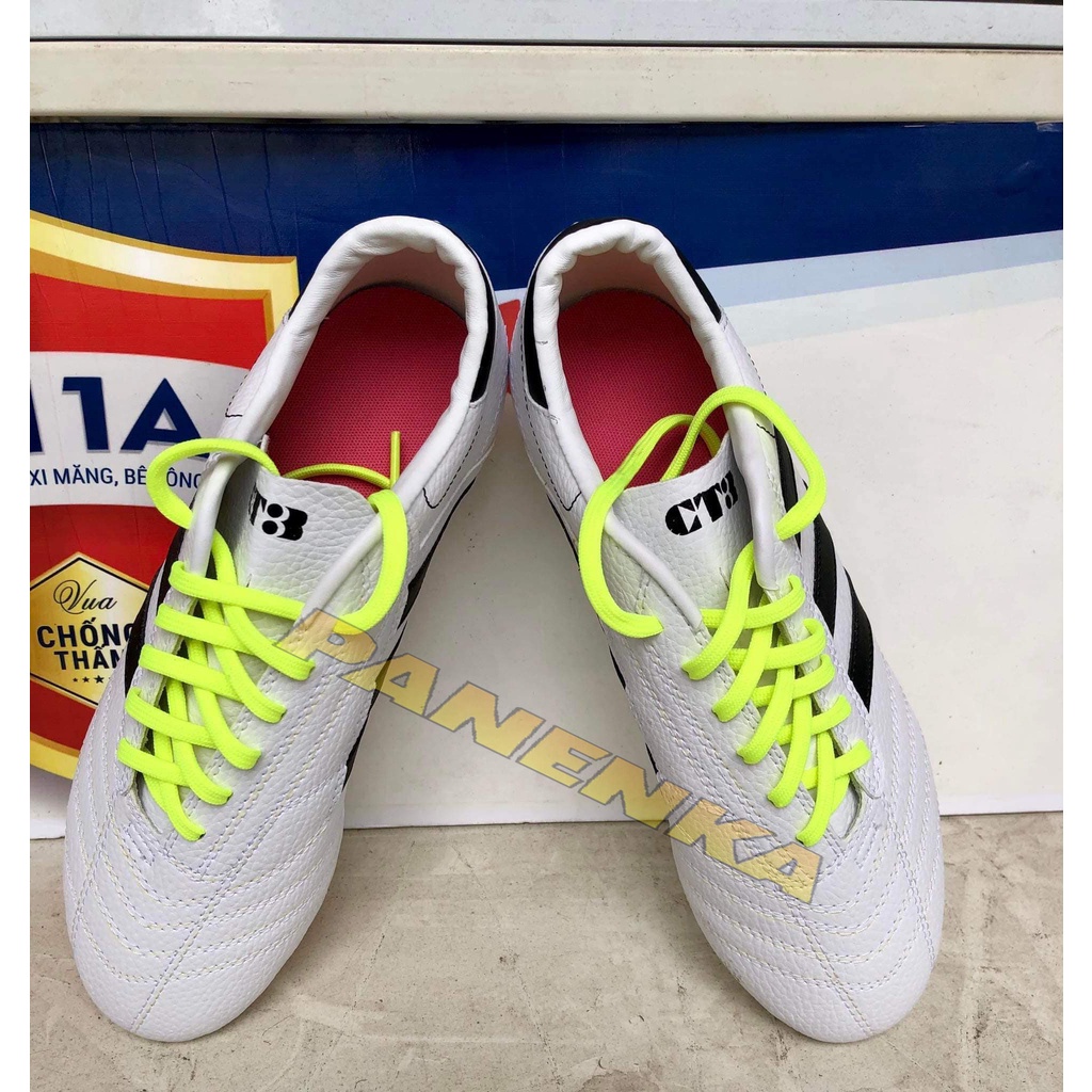 Giày Bóng Đá, Giày CT3 chính hãng loại 1, giày 3 sọc  Đế Nhựa Dẻo, Gót Da mềm, Mix từng màu dây đẹp