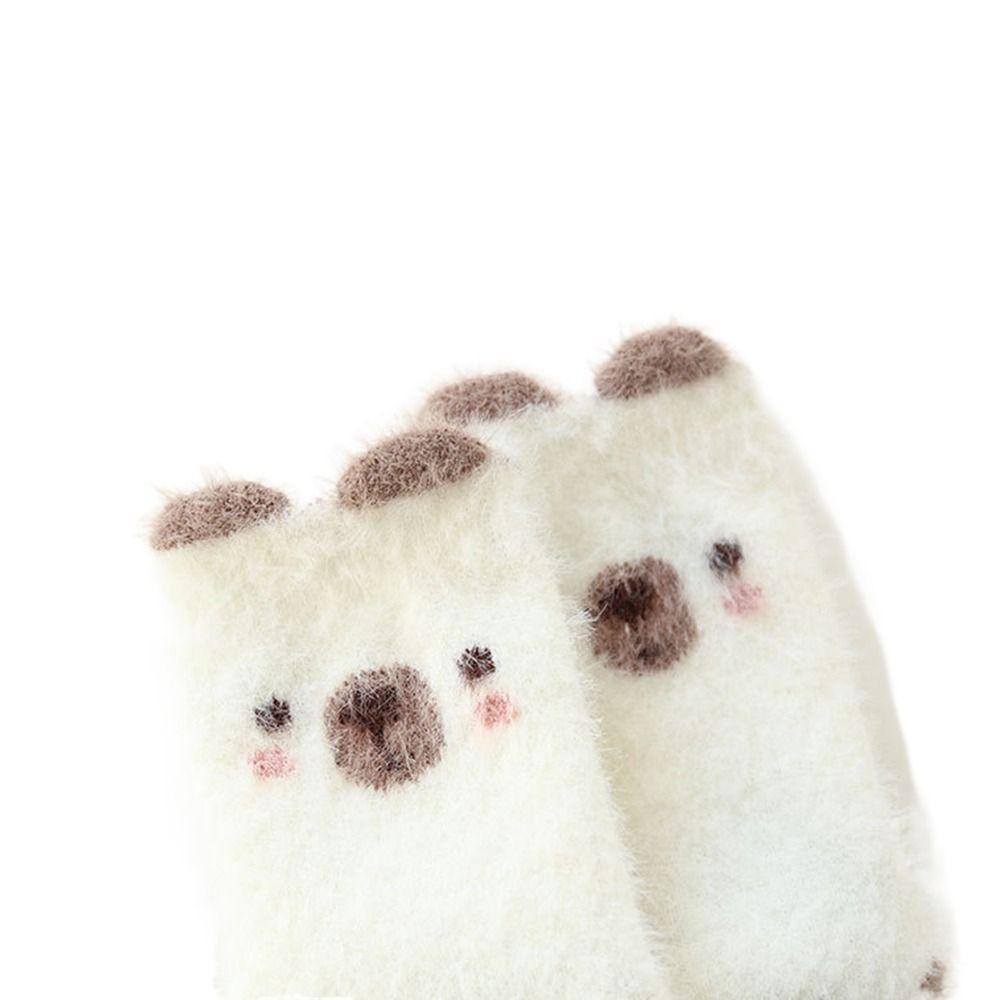 Đôi Vớ Nhung Dày Cổ Cao Đến Giữa Bắp Chân In Họa Tiết Động Vật Dễ Thương
