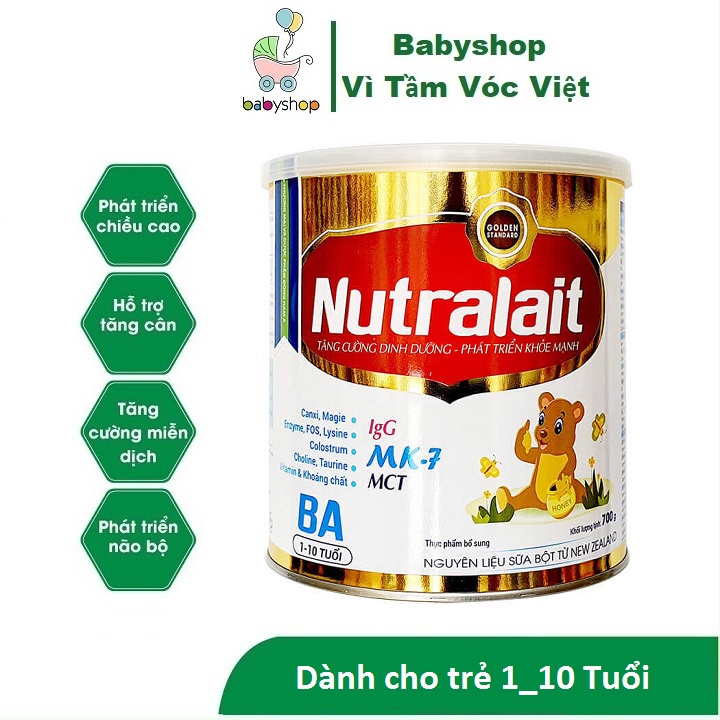 Sữa bột Nutralait BA 700g Dinh dưỡng cho trẻ nhẹ cân biếng ăn
