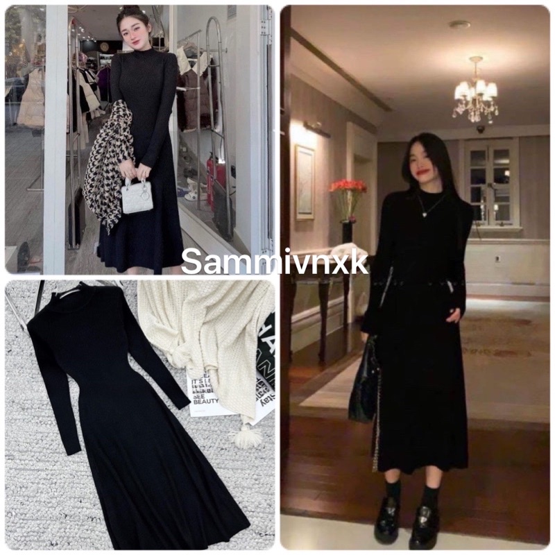 V112-Đầm cổ lọ tay dài dáng xoè dài Sammivnxk⭐️ Váy cổ lọ dáng dài⭐️Freeship