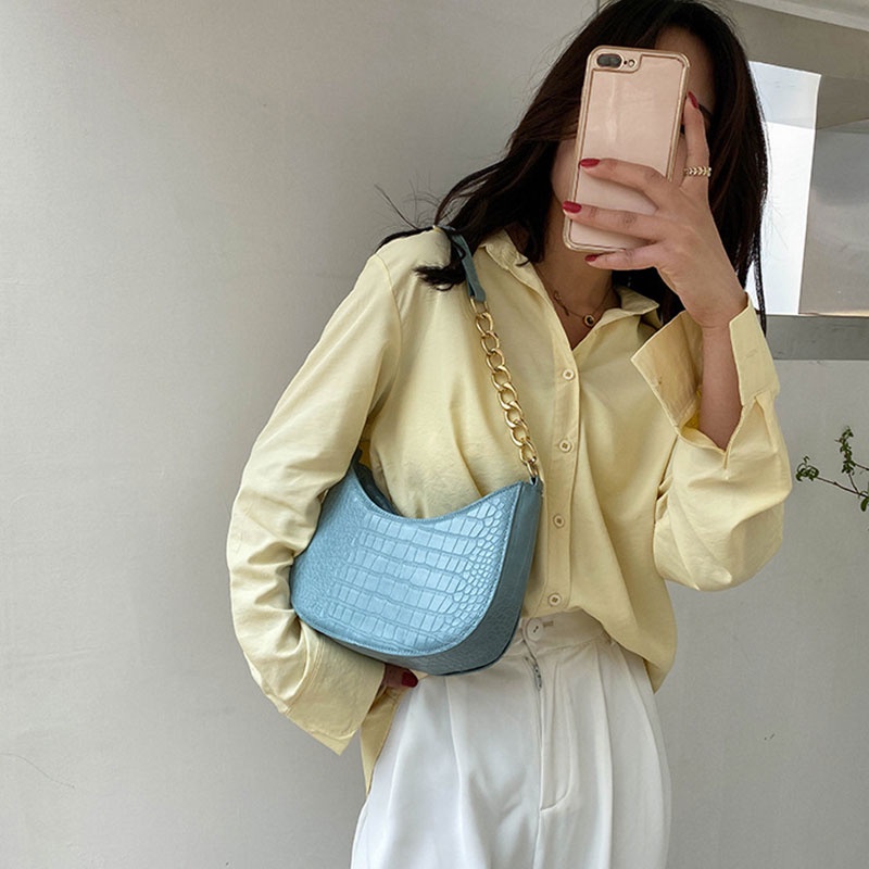 Mischa Túi Đeo Vai Bằng Da PU Màu Trơn Phong Cách Phương Tây Dễ Phối Đồ