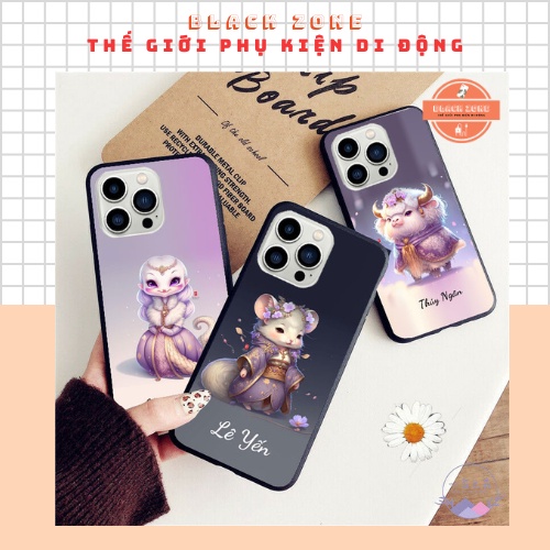 Ốp lưng 12 con giáp cute ốp lưng Ip 12 / ip 12 mini / ip 12 pro / ip 12 pro max ốp kính cao cấp