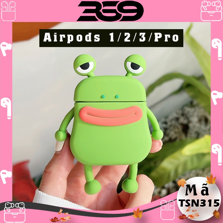 Vỏ ốp bao đựng case airpods 1/2/3/Pro hình Ếch Dày Môi- Ốp airpod bảo vệ tai nghe không dây - Mã TSN215