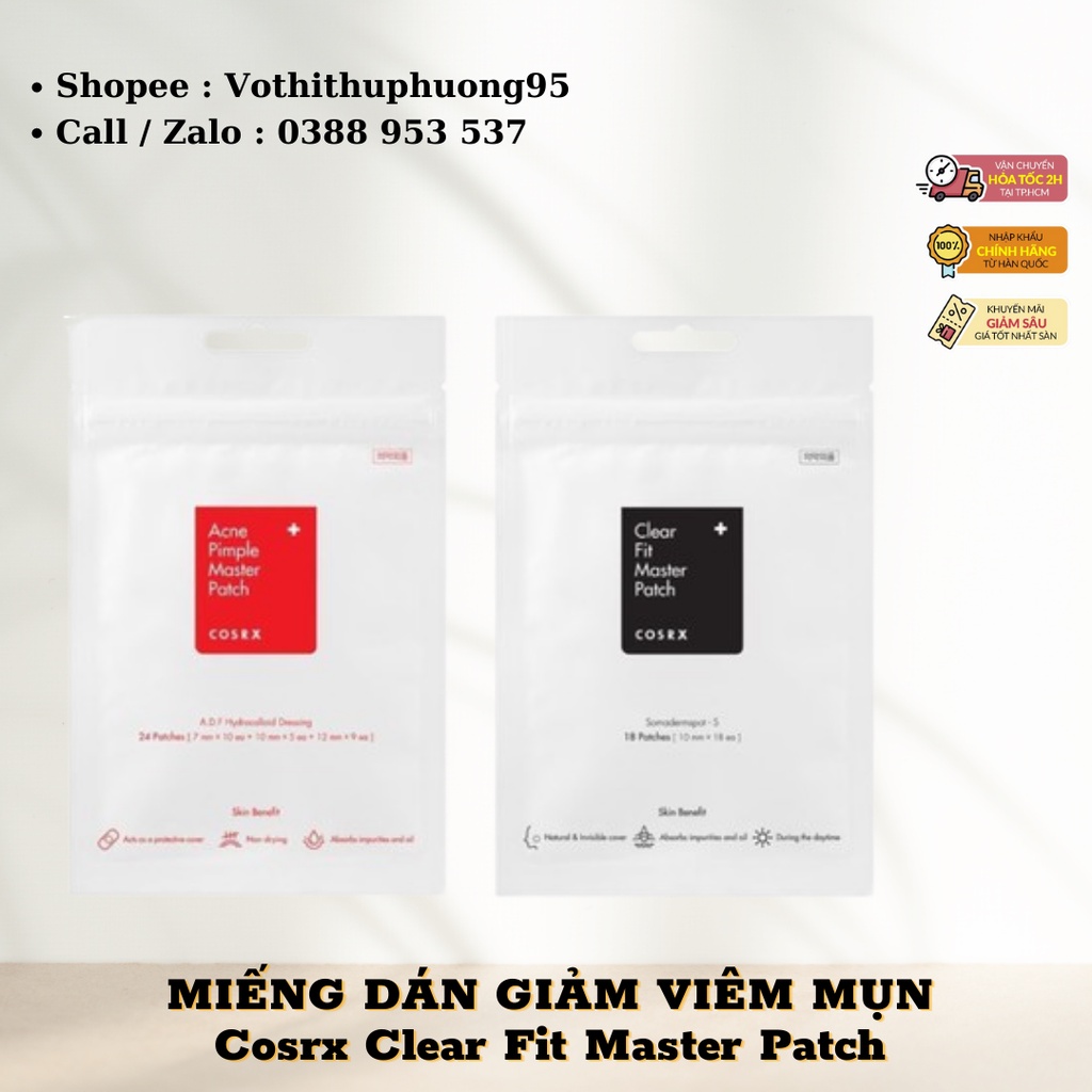 [SẴN] Miếng Dán Giảm Mụn, Che Phủ Nốt Mụn Cosrx Clear Fit Master Patch