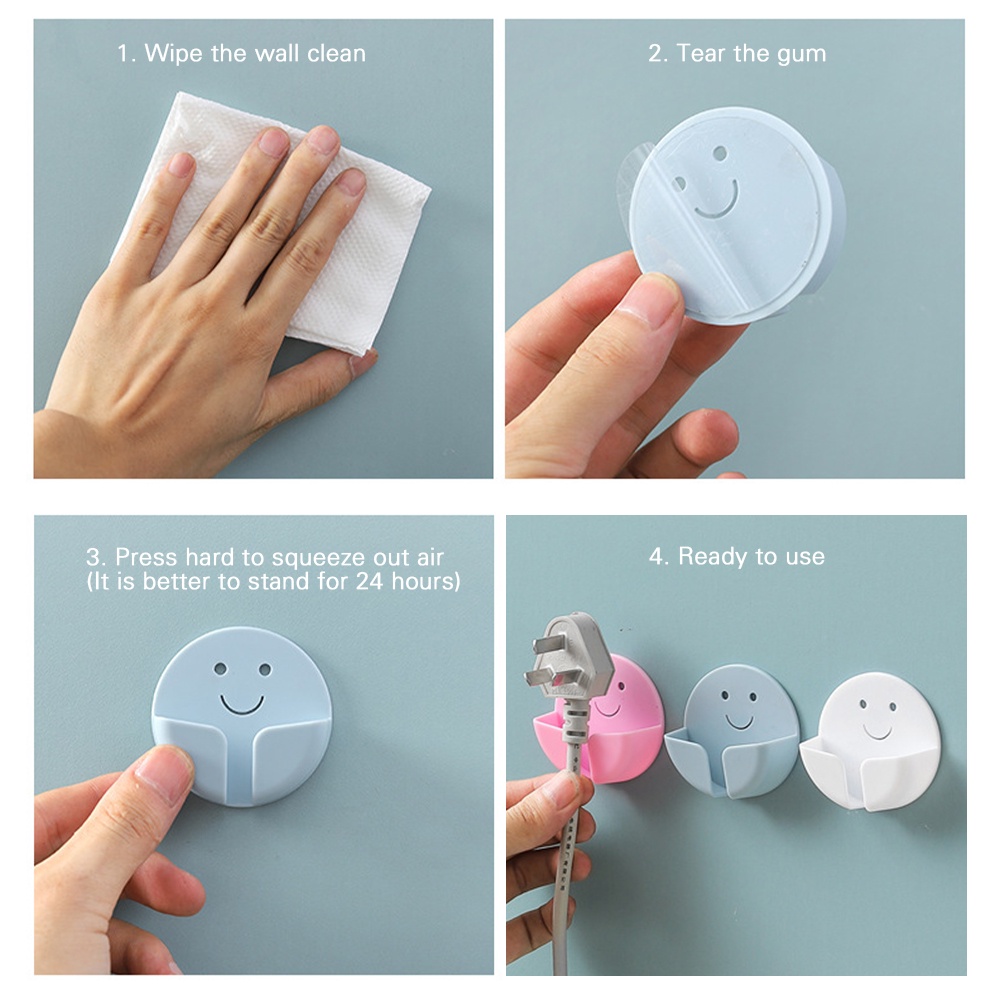 Giá Đỡ Cố Định Ổ Cắm Điện Gắn Tường Đa Năng Hình Mặt Cười Sáng Tạo