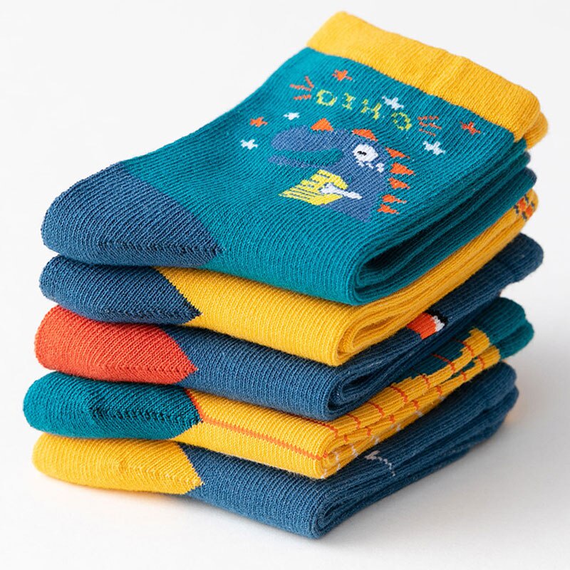 Set 5 Đôi Vớ Giữ Ấm Họa Tiết Hoạt Hình Dễ Thương Cho Bé Từ 1-9 Tuổi