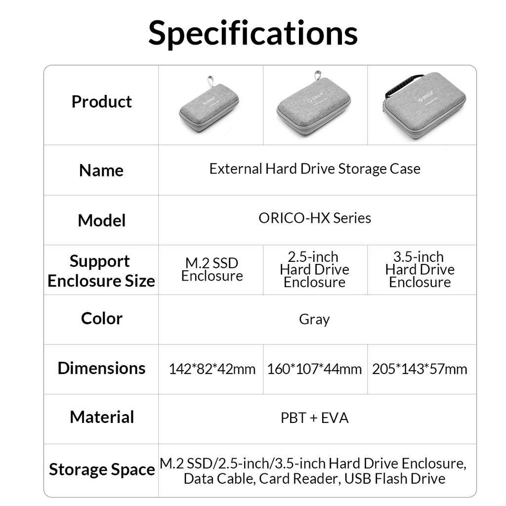 Túi đựng bảo vệ ổ cứng ngoài ORICO HDD USB 2.5/ 3.5 đa năng tiện dụng