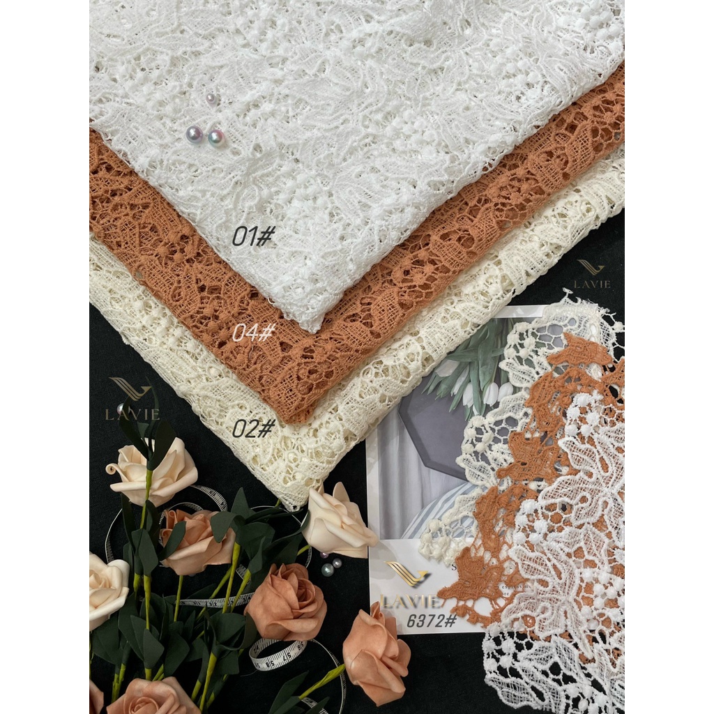 REN THÊU NỔI 6372 CAO CẤP nhà LAVIE mềm mại duyên dáng, vải may váy, áo cưới, đồ lót, đồ nội thất.