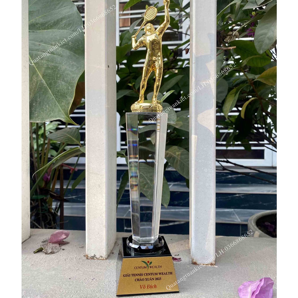 Cúp Pha Lê Tennis Kim Loại Mạ Vàng