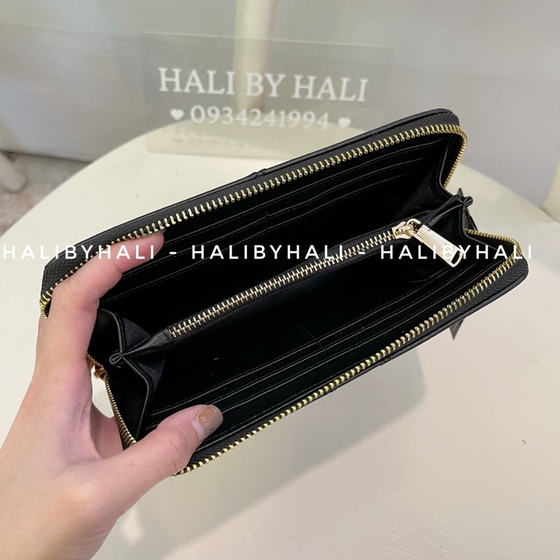 Ví LYN dáng dài có khoá kéo hoạ tiết sọc chéo