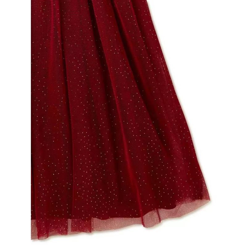 Váy bé gái thân nhung phối ren bồng dư xịn