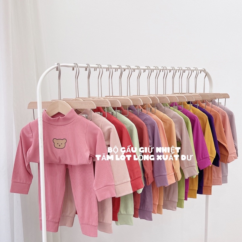 BÉ GÁI - COMBO 2 BỘ TĂM GẤU LÓT LÔNG SIÊU DÀY DẶN CHO BÉ. BỘ LÓT LÔNG GIỮ NHIỆT CHO BÉ GÁI.