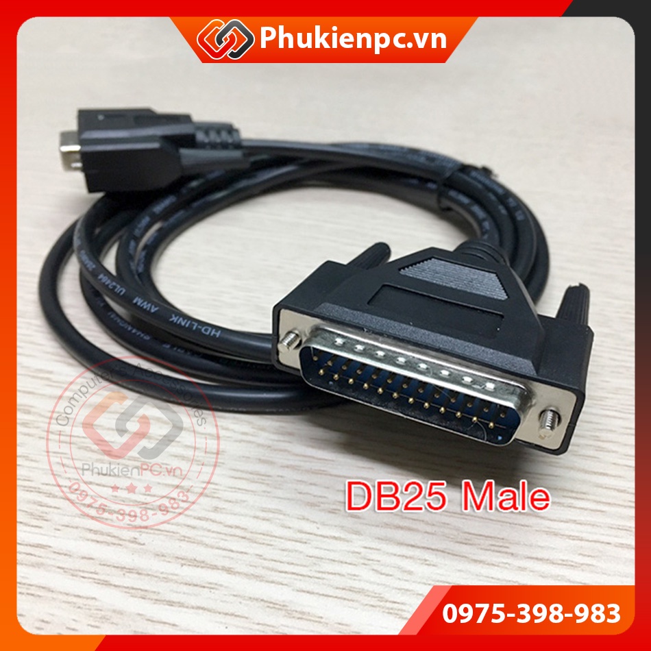 Cáp CNC 3M DB9 cái sang DB25 đực cho máy CNC công nghiệp. Cáp chuyển đổi cổng COM DB9 Female to DB25 Male, dài 3 mét