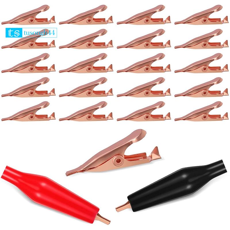 Set 20 Kẹp Cá Sấu Thử Điện 5Amp Mini Bằng Đồng Cách Nhiệt Bảo Vệ Răng