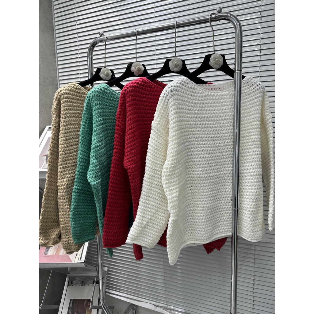 Áo len trơn cổ thuyền form rộng ROSIE 1