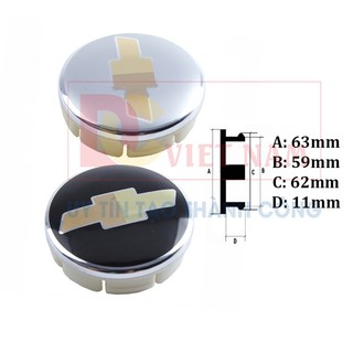 01 chiếc Logo chụp mâm bánh xe ô tô Chevrolet có đường kính lỗ lắp 63mm CRZ63