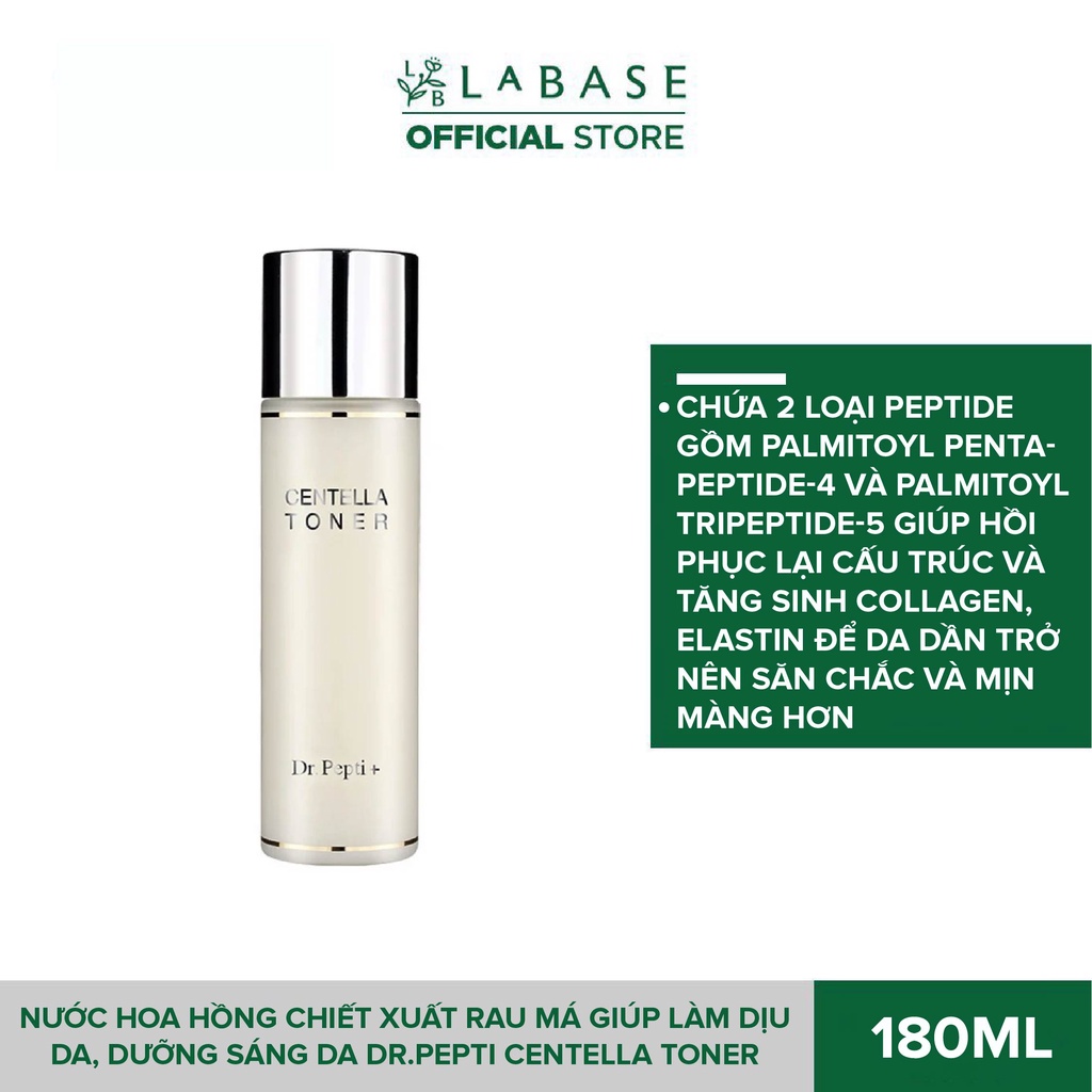 Nước hoa hồng chiết xuất rau má giúp làm dịu da, dưỡng sáng da Dr.Pepti Centella Toner 180ml