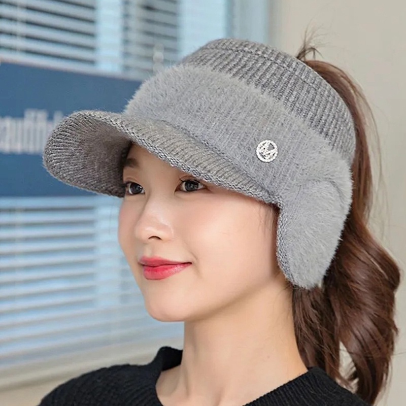 Fancyqube Mũ Lưỡi Trai Dệt Kim Hở Chóp Thời Trang Thu Đông Cho Nữ