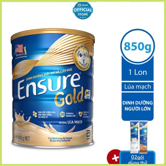 [Giá Rẻ]Sữa bột Ensure Gold Lúa mạch (HMB) 850g