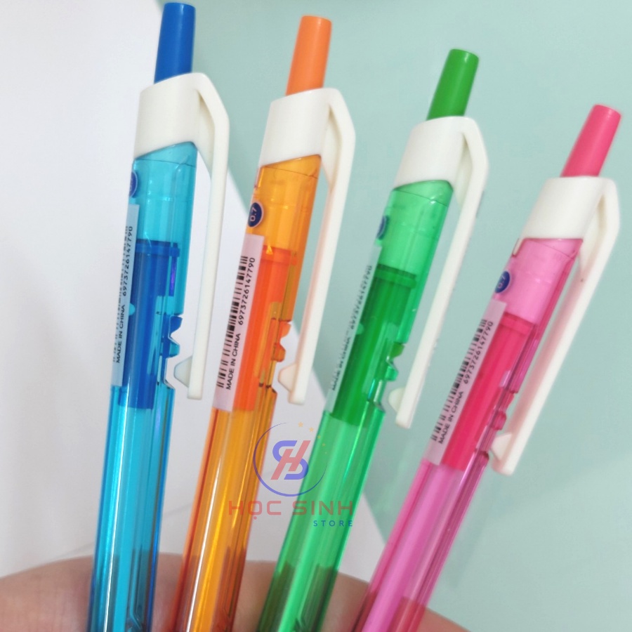 Combo 10 Cây Bút Bi Deli Nét 0.7mm Q028 36 Thân Trong, Mực Xanh Nét Viết Cực Trơn - Học Sinh Store