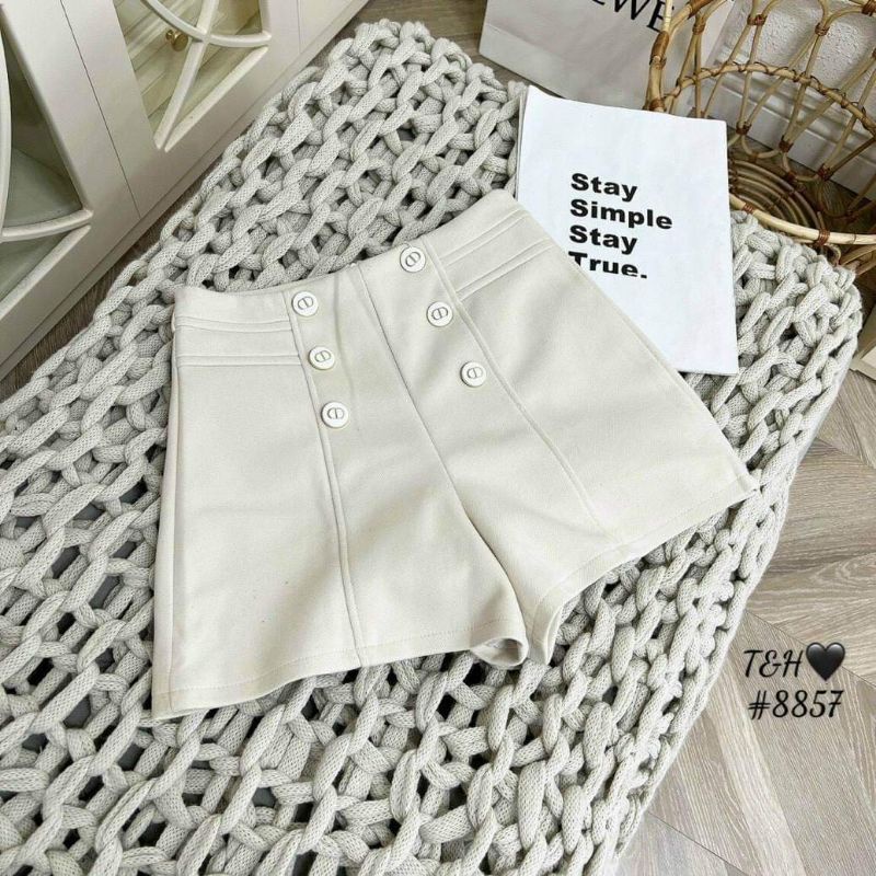 Quần sooc dạ cạp cao 6 khuy hàng QC