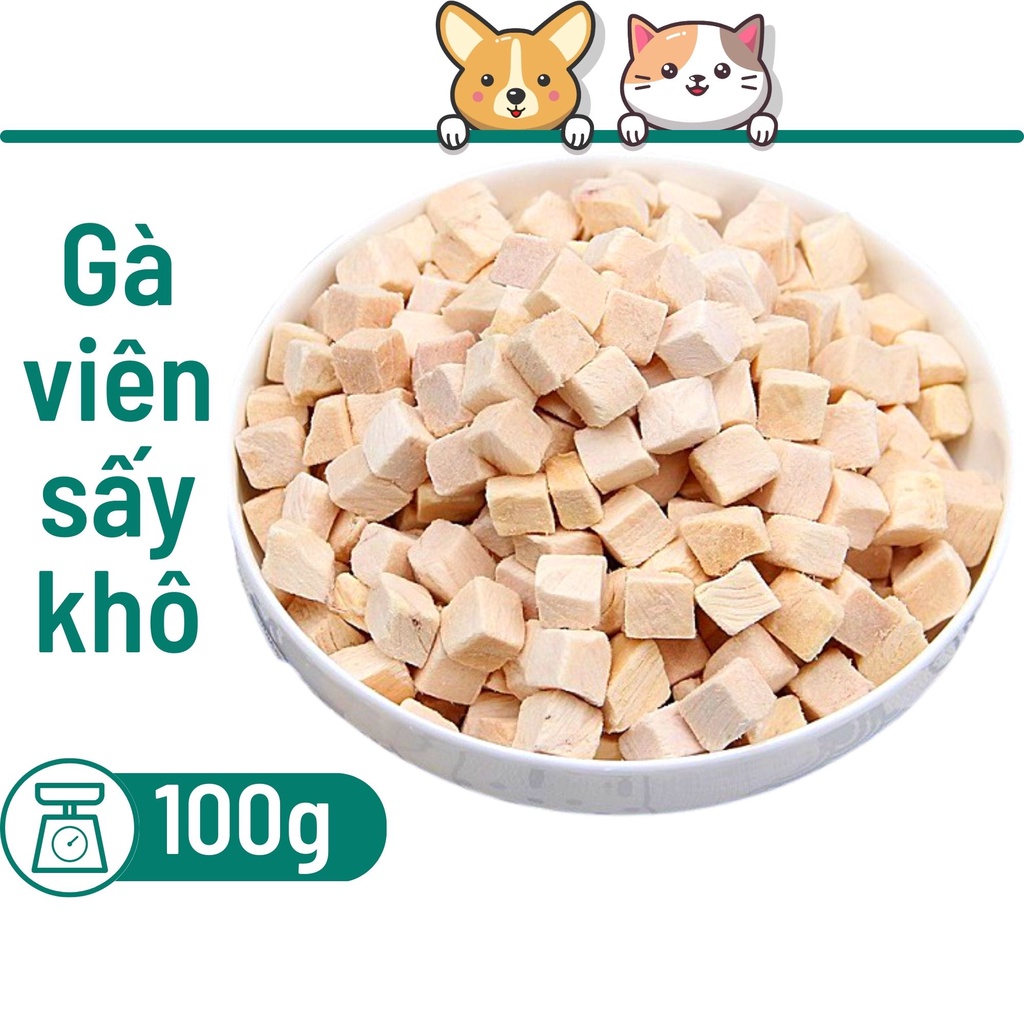 Gà sấy khô dạng viên chó mèo dinh dưỡng túi hút chân không 100g - Bivido