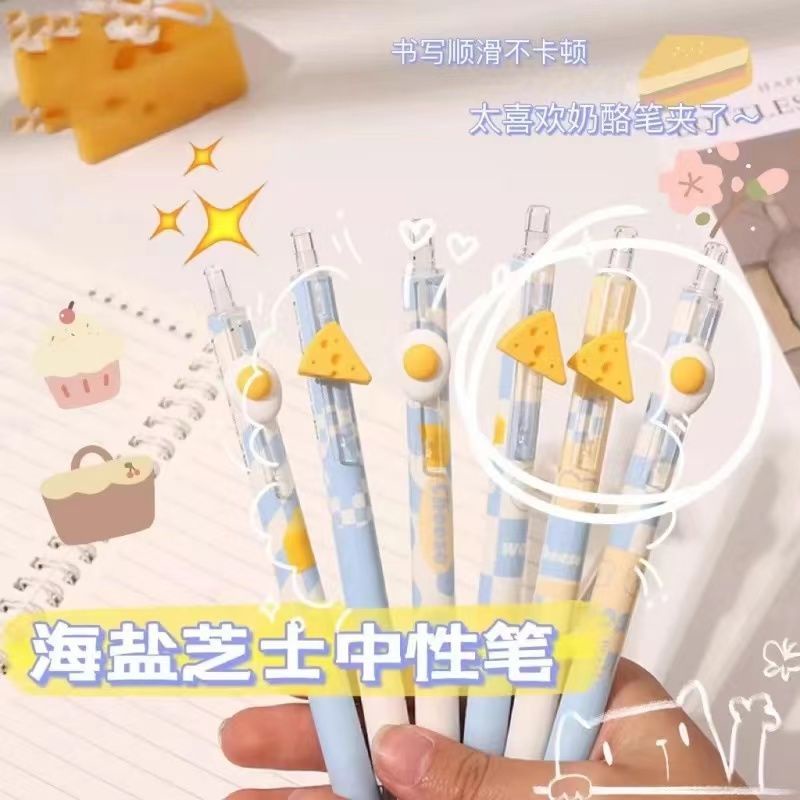 Bút Mực Gel Ngòi 0.5Mm Họa Tiết Phô Mai Hoạt Hình Dễ Thương Cho Học Sinh