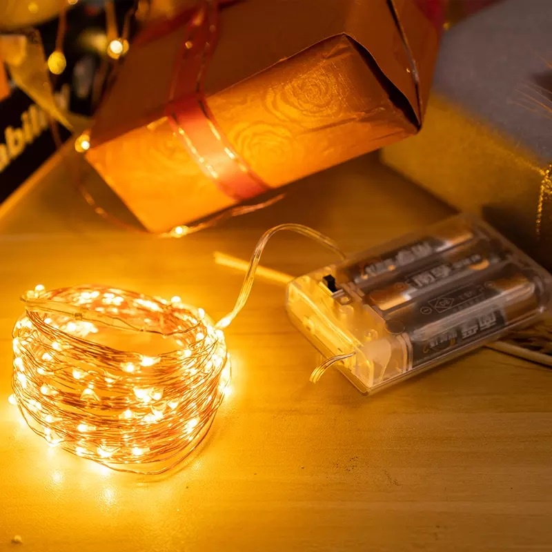 Dây đèn Led dùng pin ,dây đèn đom đóm 10m mét