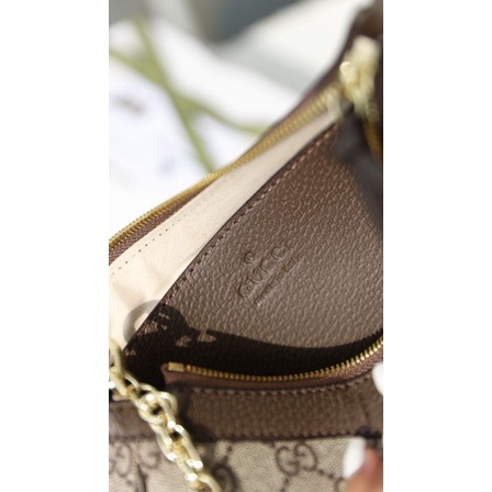 Túi xách nữ Ophidia Handbag sz24cm da mềm viền nâu khóa vàng 2 box xịn sò