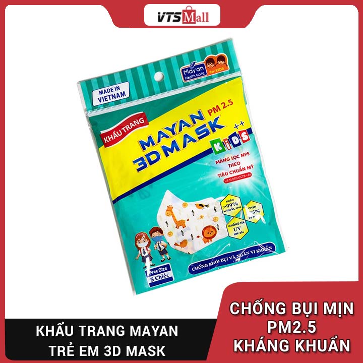 &lt;100% CHÍNH HÃNG&gt; Khẩu trang Mayan 3D Mask Kids trẻ em bảo vệ toàn diện