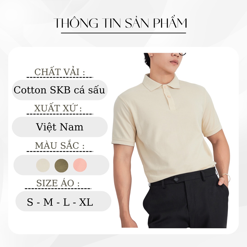 Áo thun polo nam trơn tay ngắn HUDOMAN form regular chất vải Cotton cá sấu thoáng mát bền màu AOPOLO-002
