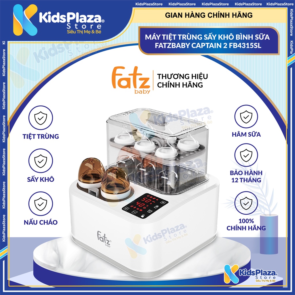Máy Tiệt Trùng Sấy Khô Bình Sữa Kết Hợp Hâm Sữa, Nấu Cháo Thông Minh FATZBABY CAPTAIN 2 FB4315SL - Bảo hành 12 tháng