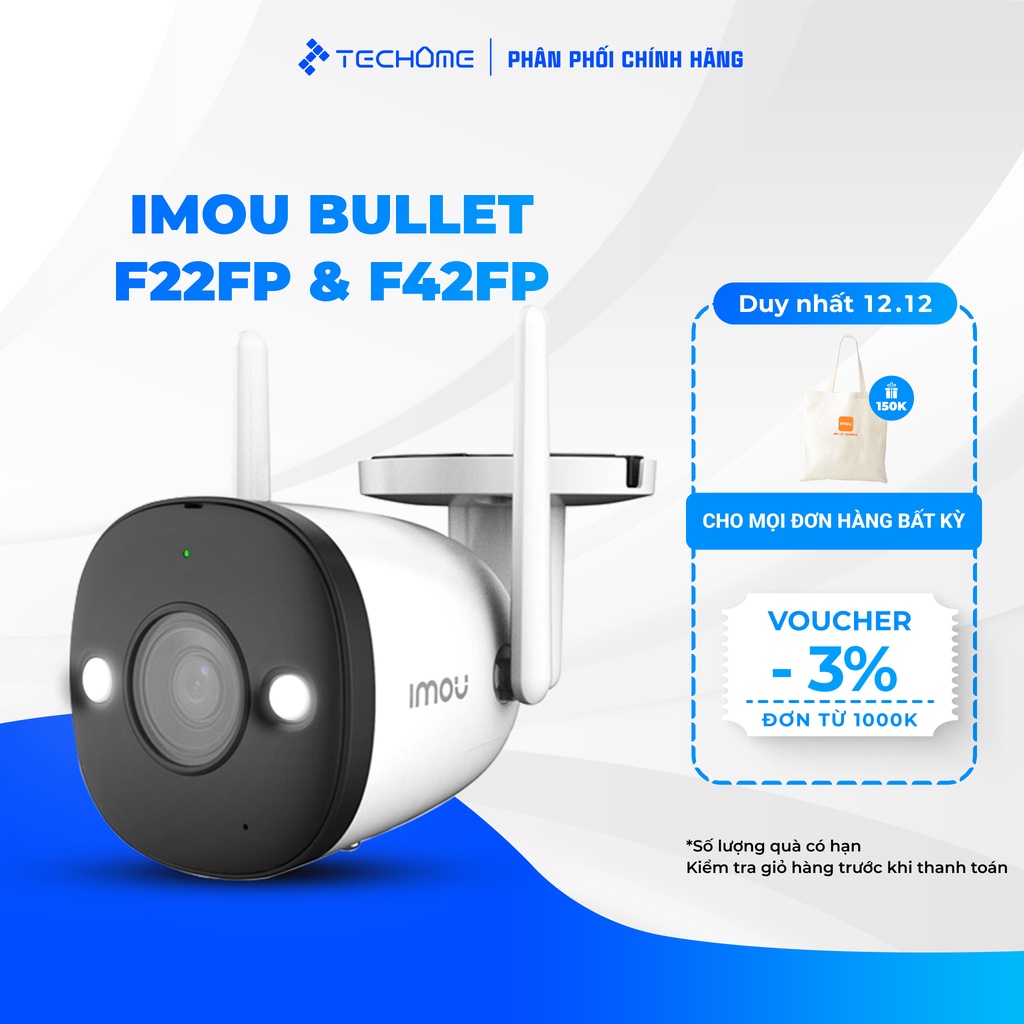 Camera Wifi ngoài trời IMOU BULLET 2E F22FP F42FP tích hợp đèn Spotlight, màu ban đêm