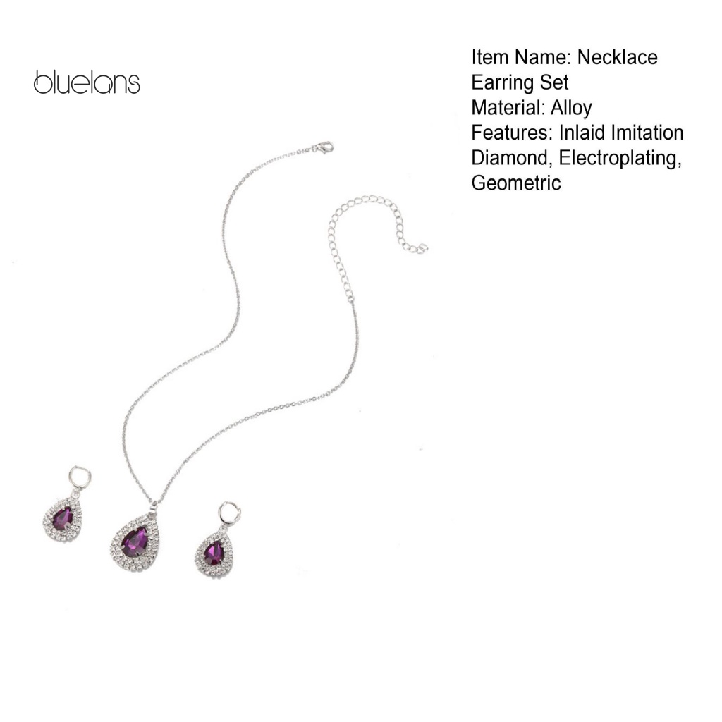 1 Set Phụ Kiện Trang Sức Gồm Vòng cổ / Bông Tai Đính Đá Khối Lập Phương Sang Trọng