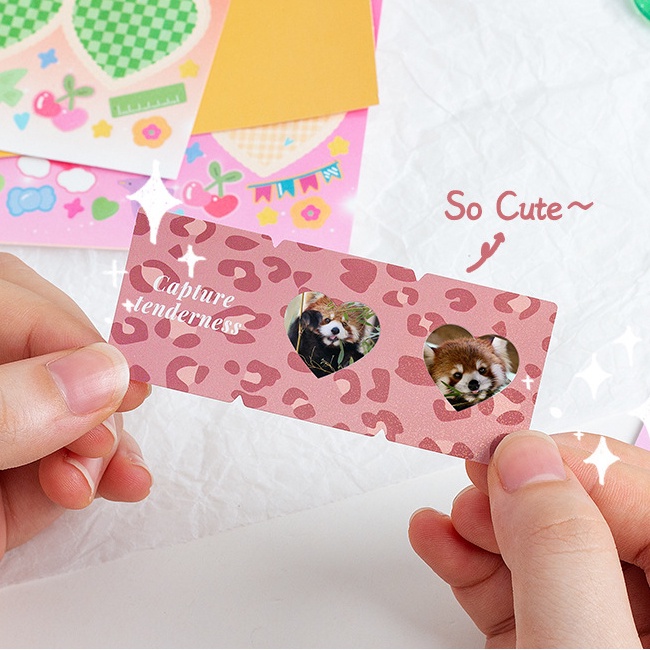 Miếng Dán Màu Laser Hình Trái Tim Phong Cách Hàn Quốc Độc Đáo Trang Trí Sổ Tay DIY