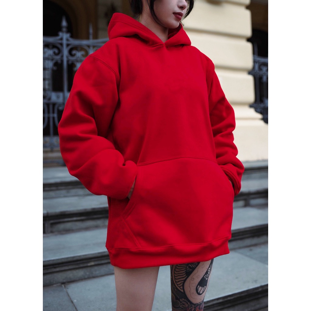 Áo hoodie trơn unisex ullzang nỉ ngoại local brand LOUSI - Áo khoác nỉ trơn unisex 7 màu có form rộng XL - LOUSI.SG