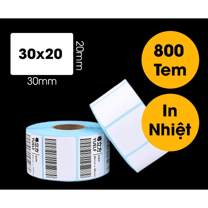 Giấy In tem nhiệt Mã Vạch 3 lớp chống thấm 30x20mm, 50x30mm, 40x30mm,70x50mm