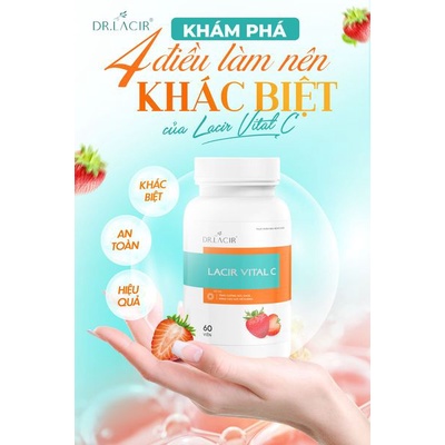 Viên Uống Vitamin C DR.LACIR, hỗ trợ tăng miễn dịch, giúp hấp thu glutathione và collagen - Hộp 60 viên DR130