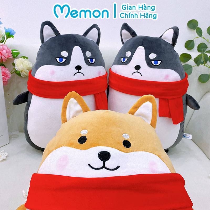 Gấu Bông Chó Shiba Quàng Khăn Đỏ Cao Cấp Memon