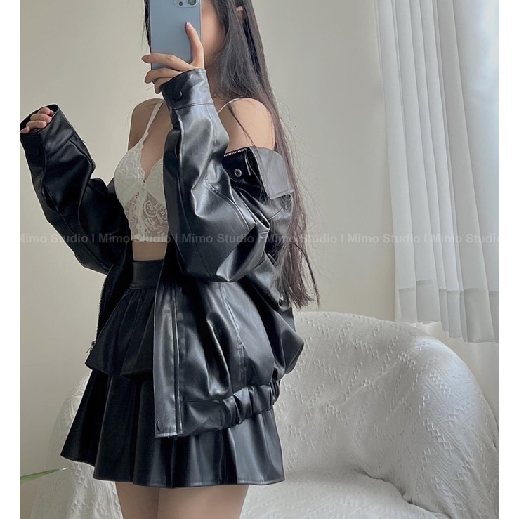 Áo khoác bomber da