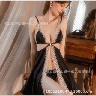 Váy ngủ hai dây lụa phối ren sexy quyến rũ gợi cảm, đồ ngủ nữ mã 726