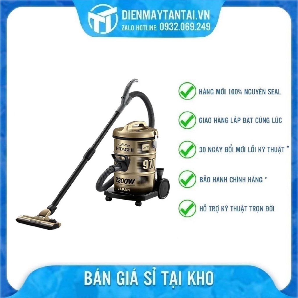 Máy Hút Bụi HITACHI CV-970Y(24CV-TG) Công suất:2200 W, Dung tích chứa bụi:21 lít, Xuất xứ:Thái Lan