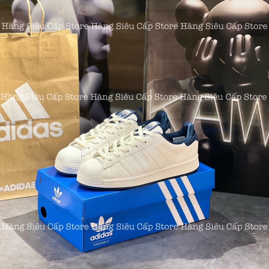 Giày Thể Thao Nam Nữ Adidas Superstar Chalk White  White Tint  Crew Navy Adidas Trắng Đế Xanh Than - GW2045