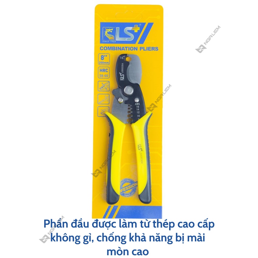 Kìm tuốt dây đầu Cắt Cáp 304 LS+